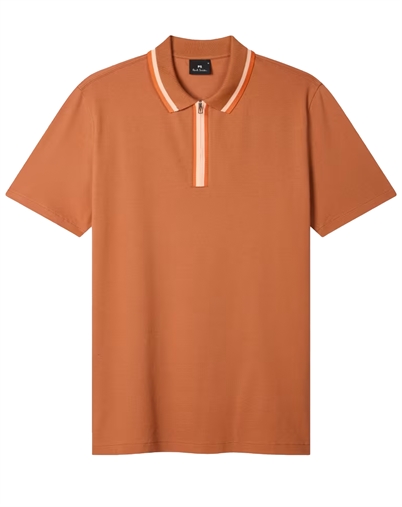 Paul Smith - Contrast Tipping Zip Polo - Orange